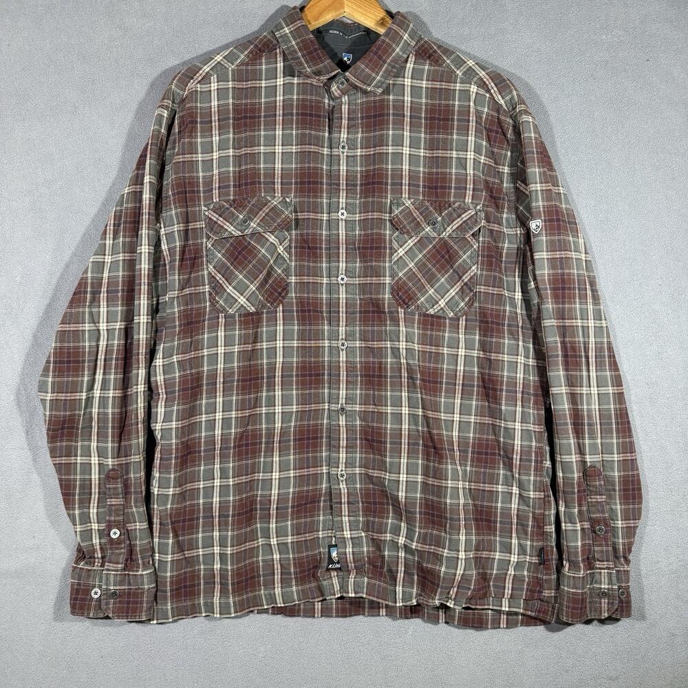 Kuhl Dillingr Flannel Long Sleeve Button Up Shirt Men's Size XL 7186 Hiking